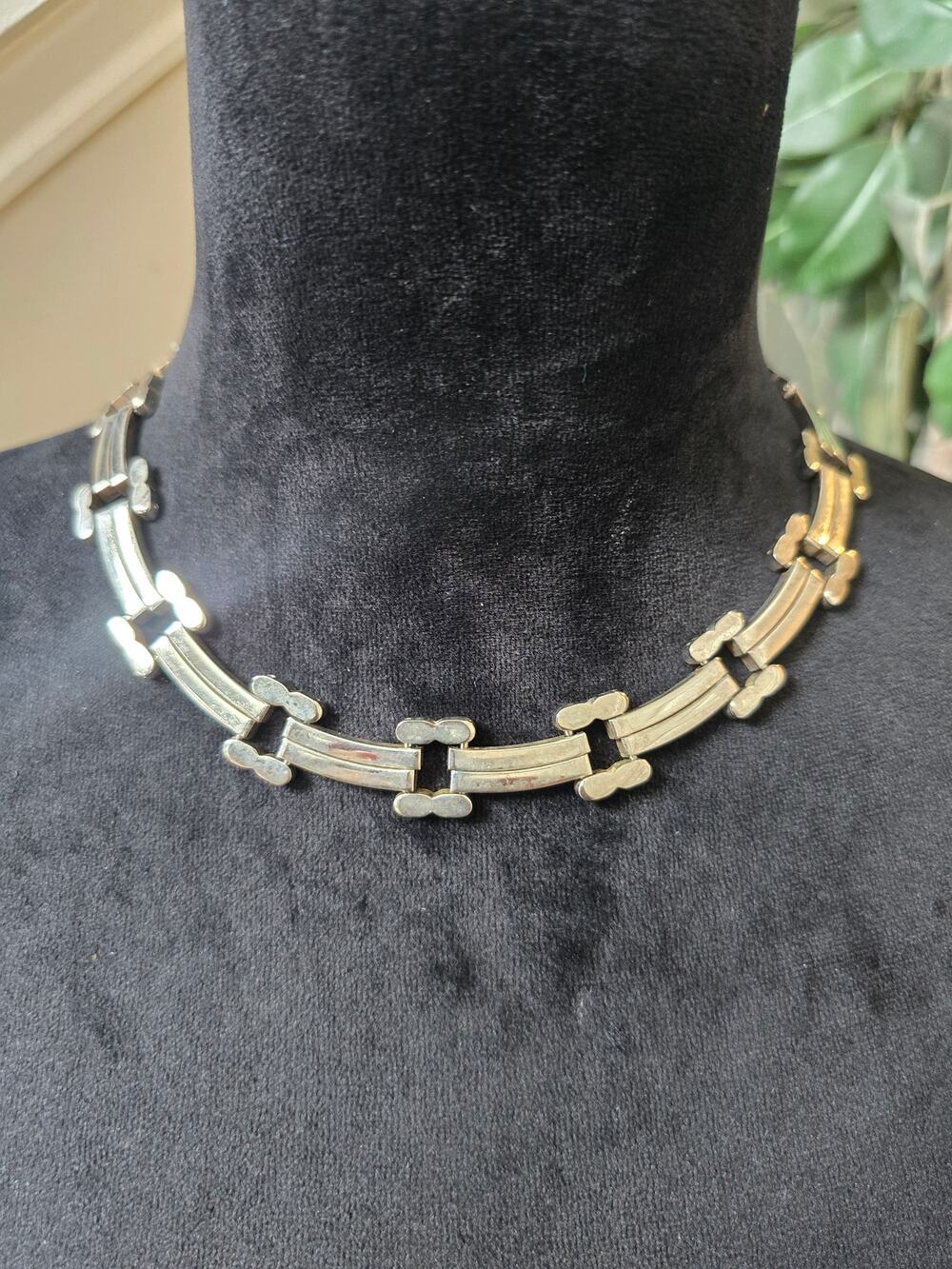 Silver Geometric Collar Statement Necklace